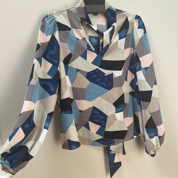 SHEIN Geometric Blouse – Multicolor - Picture 2 of 4